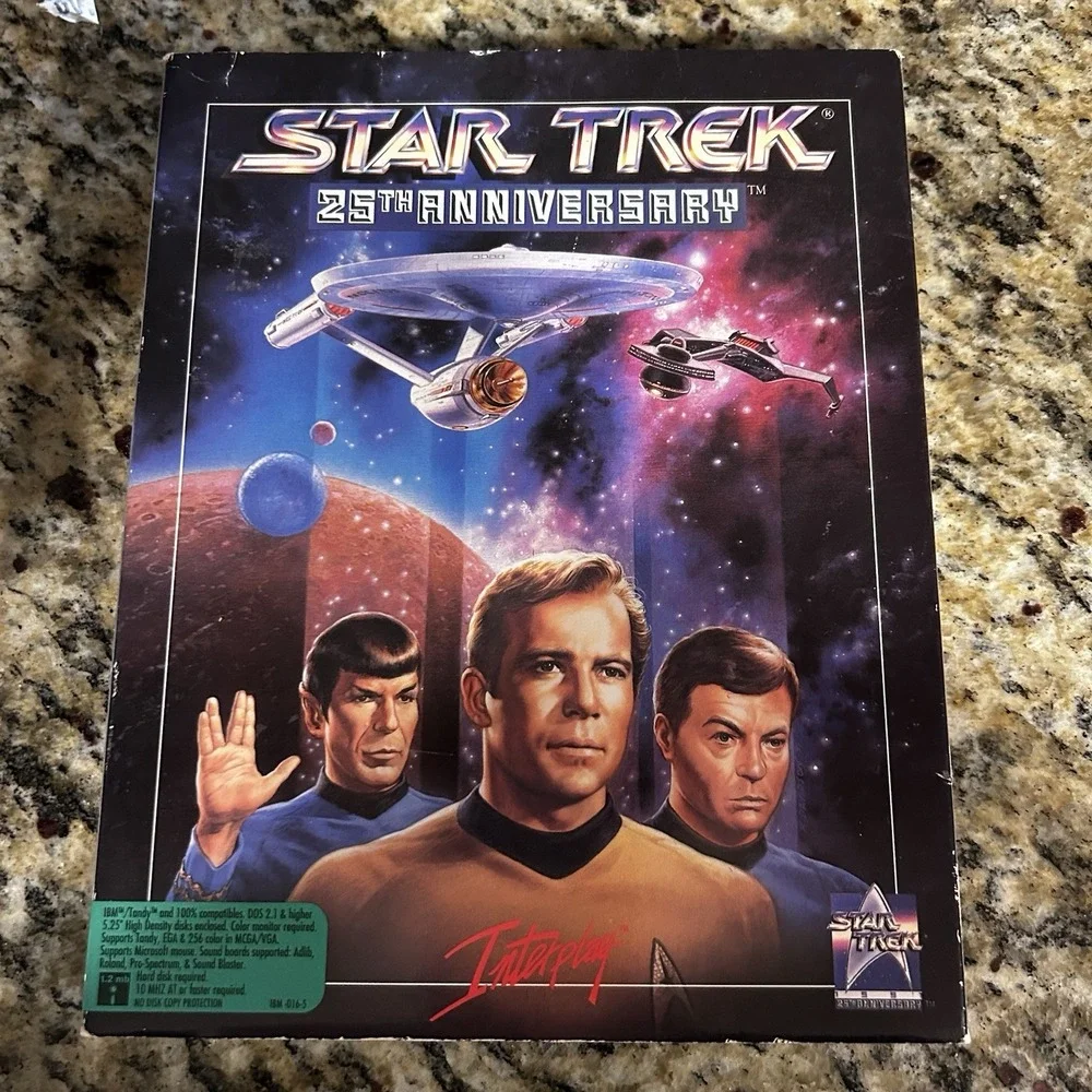 Star Trek 25th Anniversary IBM PC Big Box Game 1991‎ Interplay 5 Disk Complete